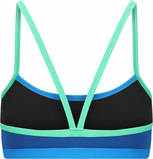 Amani women's Seaglass blue bikini top, tankini style, with adjustable straps and a smooth, supportive fit.