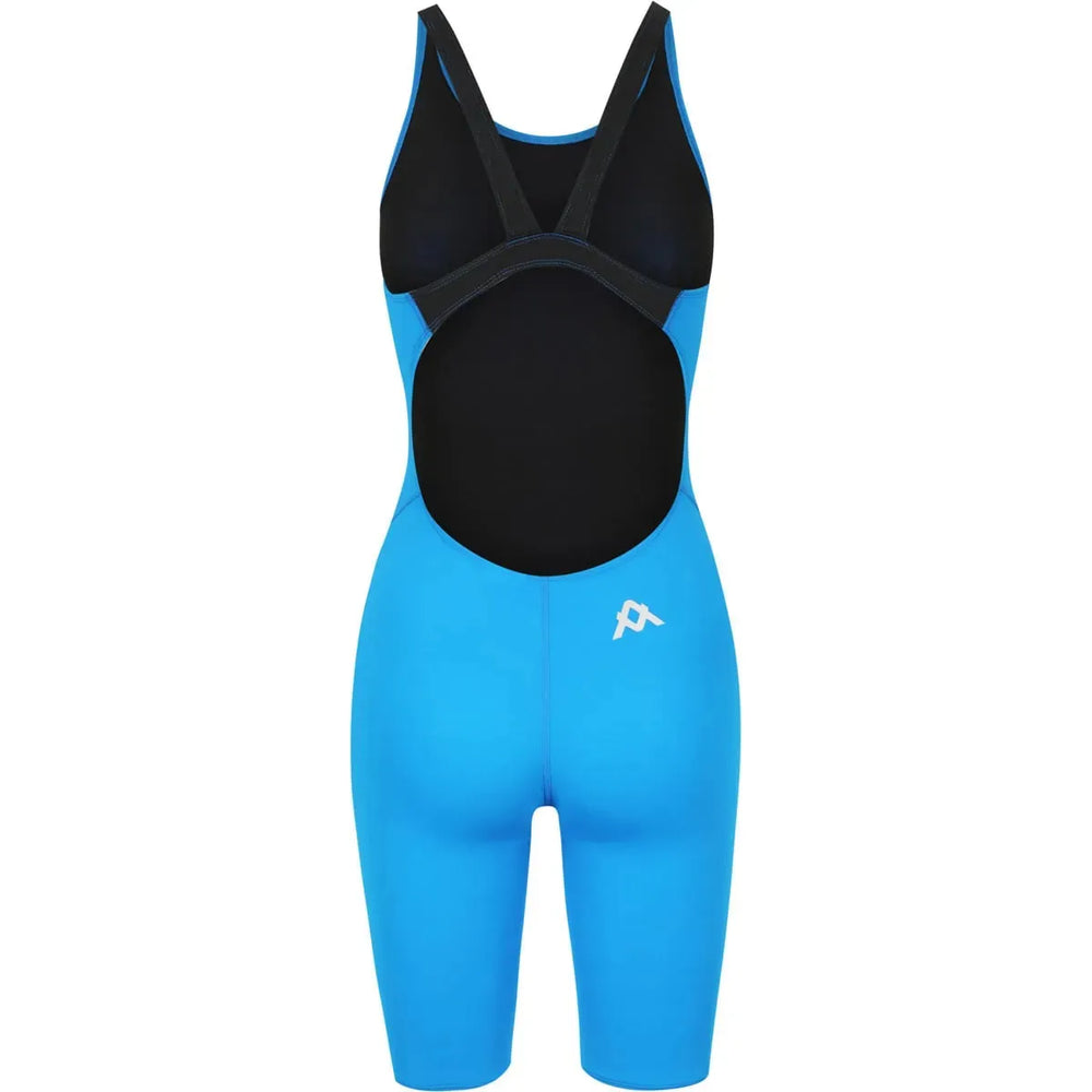 Amani girls' Azure Active kneesuit in royal blue, featuring a snug fit and durable fabric, perfect for swimming or water activities.
