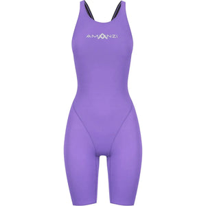 Amani Girls Iris Active Kneesuit in purple, a snug and stylish girls' wetsuit with long sleeves and full coverage for swimming.