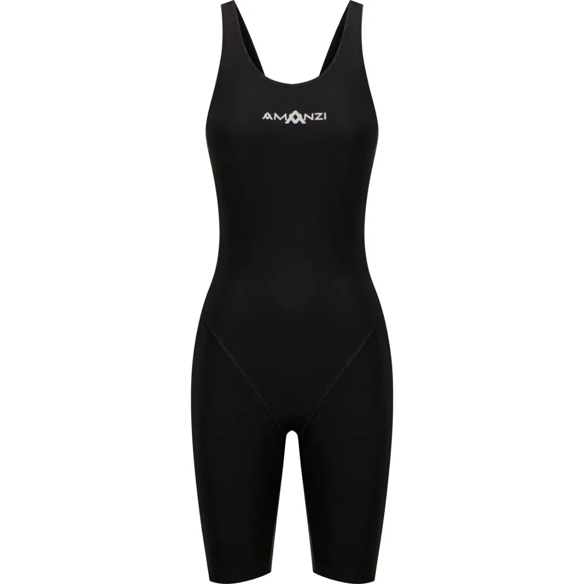 Amanzi Women's Acceler8 RIZE Kneesuit in black, close-up of the sleek, fitted wetsuit designed for water sports and diving activities.