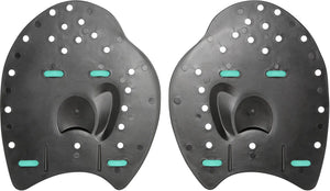 Amani Jet Hand Paddle Set in black, featuring ergonomic paddles for rowing and water sports.