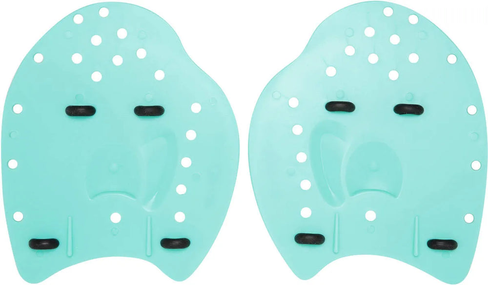 Amani Spearmint Hand Paddle Set in vibrant green, designed for swimming or water sports, showcasing two textured paddles.