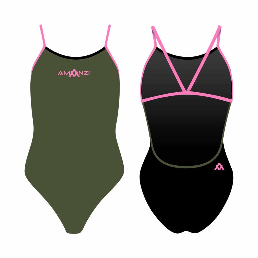 Amanzi Girls Desert Blush Proback One Piece - Green/Pink - Allens Swimwear