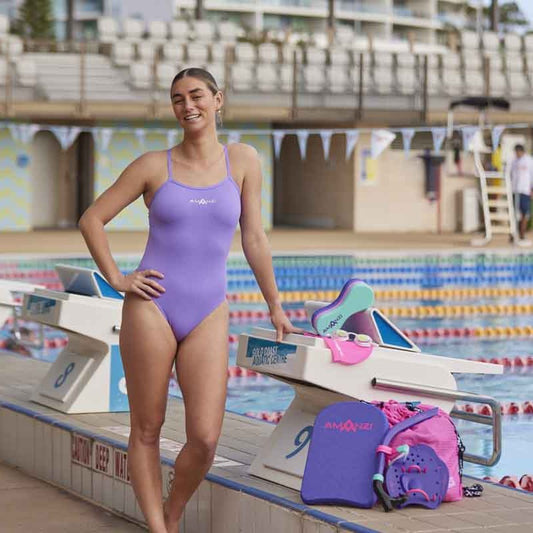 Amanzi Girls Iris Proback One Piece - Purple - Allens Swimwear 800