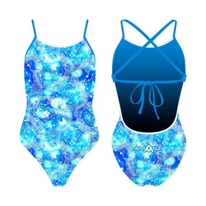 Amanzi Girls Roselle Tie Back One Piece - Blue | Allens Of Kingsbury