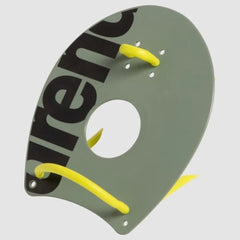 Arena Elite Hand Paddle 2 in sage and lime colors, featuring a lightweight, ergonomic design for swimming training.