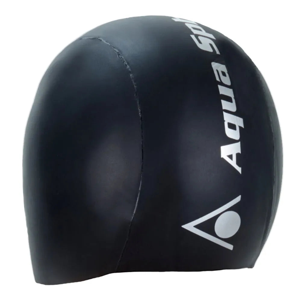 AquaSphere Aquaskin Hood V2 in black neoprene, a sleek swimming accessory designed for comfort and performance.