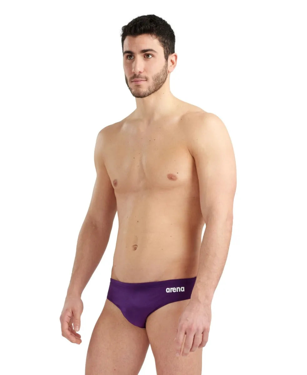 Solid Team Swim Briefs Plum White