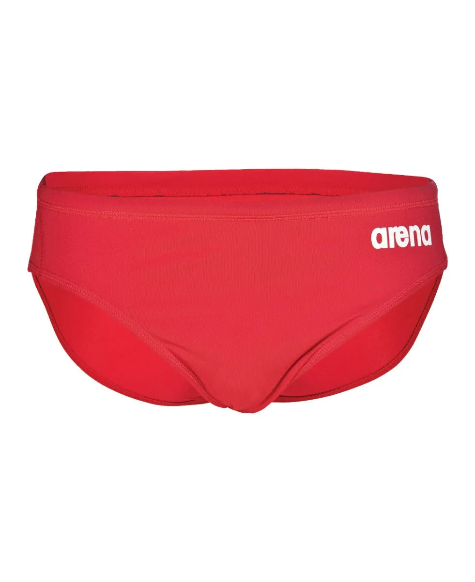 Arena men's team swim solid briefs, navy blue swimwear with a snug fit, designed for competitive swimming and training.
