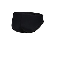 Black Arena men's team swim briefs, fitted swimwear with a sleek design, suitable for competitive and recreational swimming.