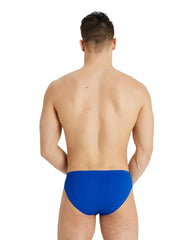 Blue Arena men's team swim briefs, snug fit, with solid design and elastic waistband, suitable for competitive swimming.