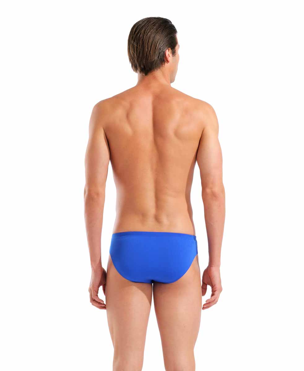 Arena Mens Team Swim Solid Brief - Neon Blue/Team Orange - Allens Swimwear