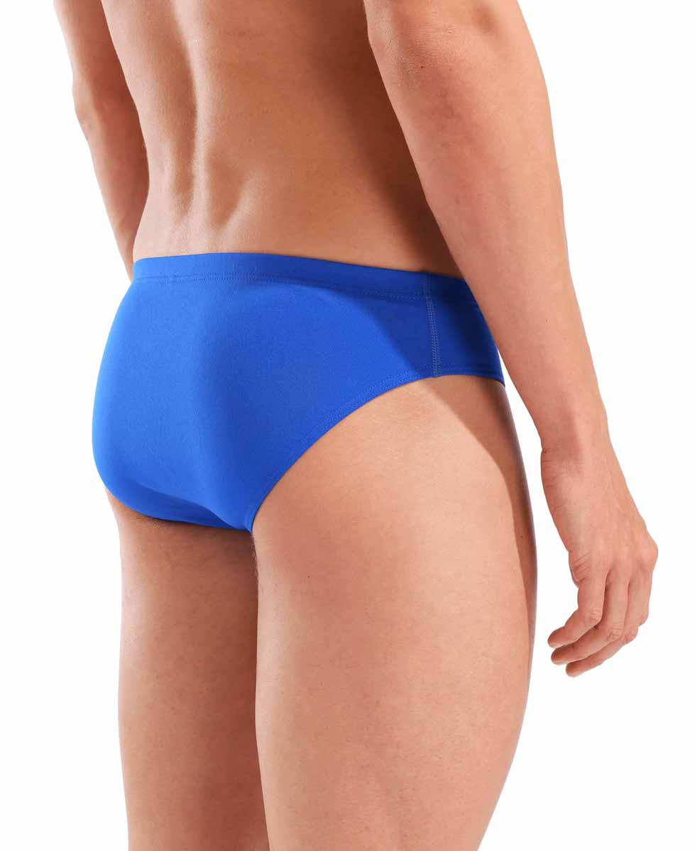 Arena Mens Team Swim Solid Brief - Neon Blue/Team Orange - Allens Swimwear
