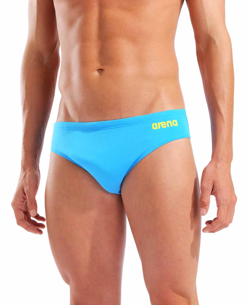 Arena Mens Team Swim Solid Brief - Turquoise/Yellow Star | Allens Of Kingsbury