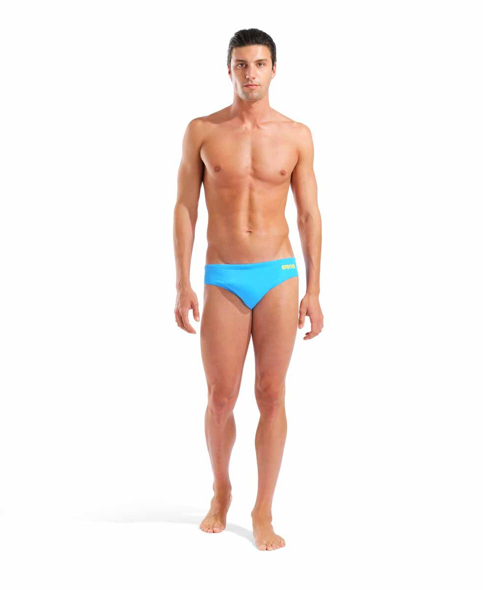 Arena Mens Team Swim Solid Brief - Turquoise/Yellow Star | Allens Of Kingsbury