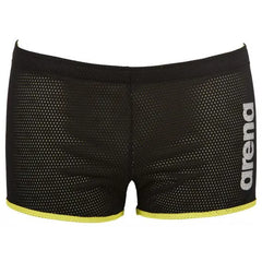 Black Arena Square Cut Drag Shorts, lightweight swimwear designed for competitive swimming and training.