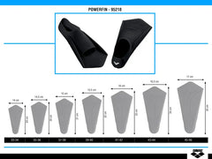 Black Arena Power Fin for swimming, showing the sleek fin shape and textured surface for enhanced underwater propulsion.