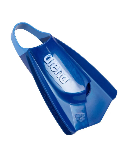 Blue Arena Powerfin Pro II training fins for swimming, featuring a lightweight design and adjustable strap for optimal fit. 981