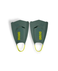Arena Powerfin Pro II training fins in sage and lime, designed for swimming training and performance.