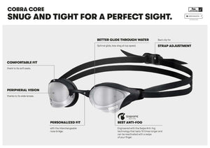 Arena Cobra Core Swipe Mirror Racing Goggles - Violet/Coral | Allens Of Kingsbury