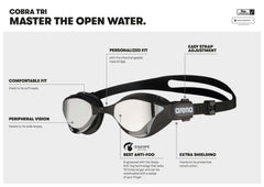 Arena Cobra Tri Swipe Mirror - Black | Allens Of Kingsbury