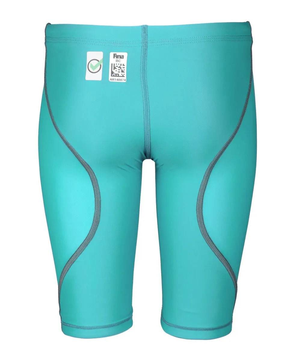 Arena Boys Powerskin ST Next Jammer in aquamarine, showcasing a sleek swim jammer designed for young swimmers.