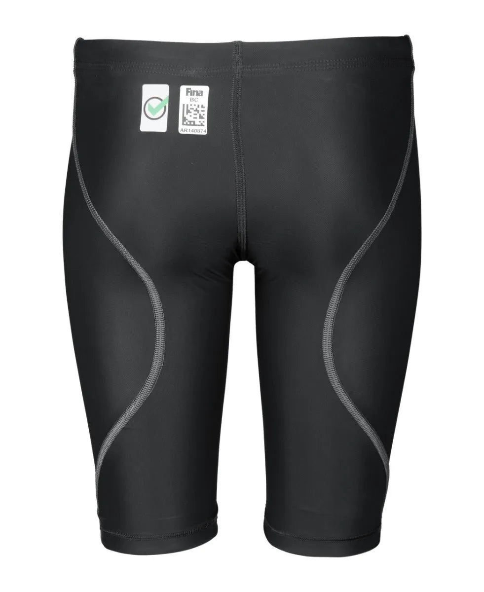 Black Arena Boys Powerskin ST Next Jammer, durable swimwear designed for young swimmers, featuring a sleek, streamlined fit.