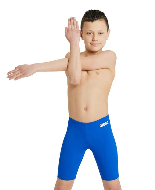 Blue Arena boys' swim jammer, a solid, fitted swimwear for young athletes, designed for competitive swimming and training. 981