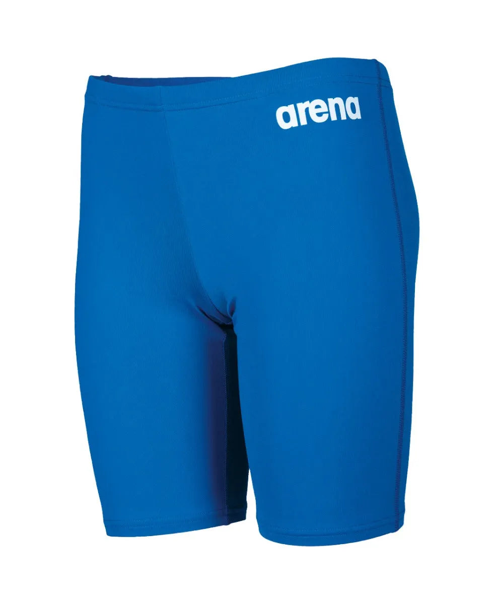 Blue Arena boys' team swim jammer, snug-fitting swimwear designed for competitive swimming and training.