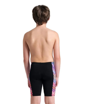 Arena boys' Ondulation swim jammer in black, multi, and violet with a sleek, fitted design for competitive swimming.