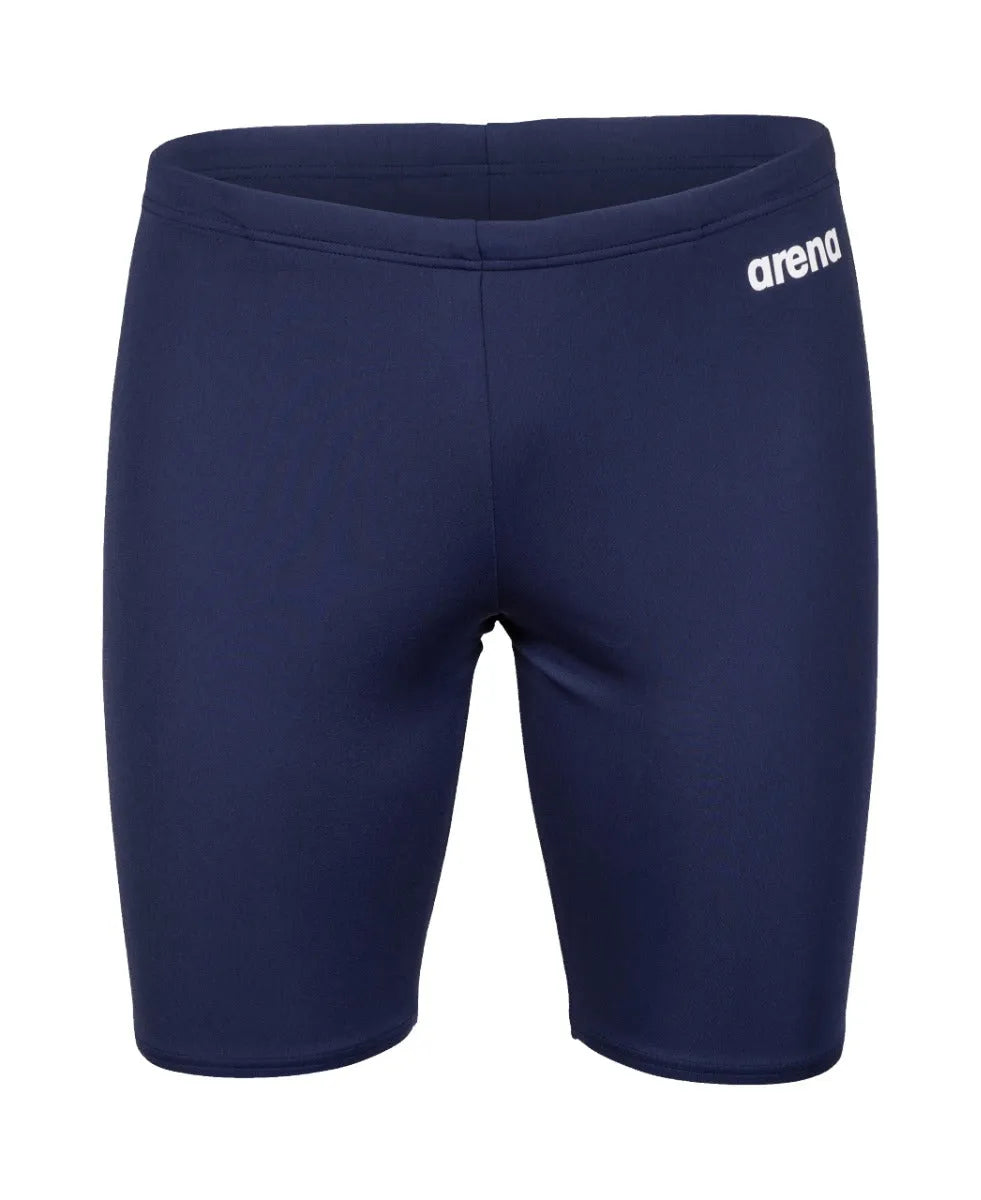 Arena men's navy blue swim jammer, solid design, made for competitive swimming and training.