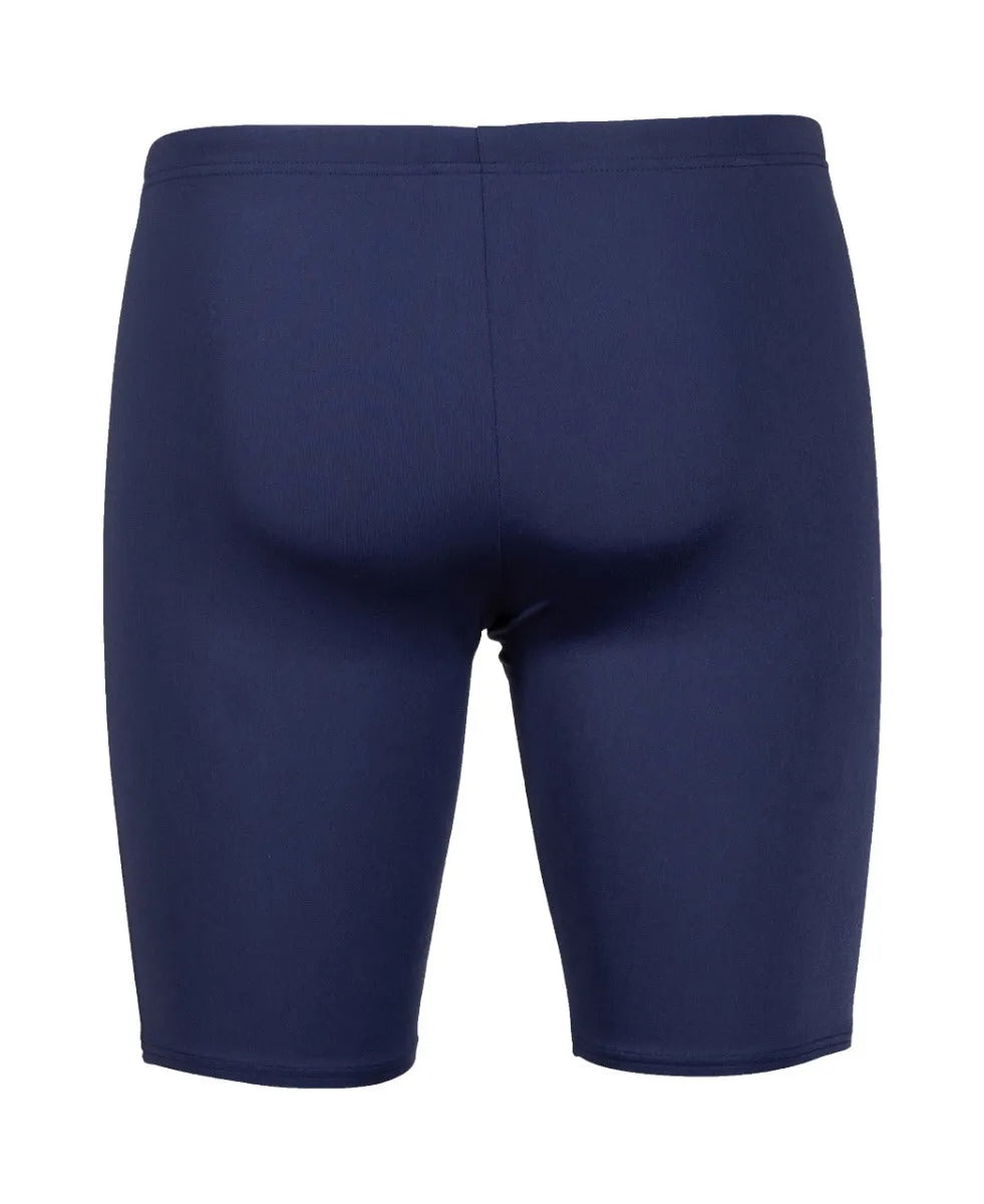 Arena men's swim jammer in navy blue, featuring a sleek, solid design for competitive swimming and training.