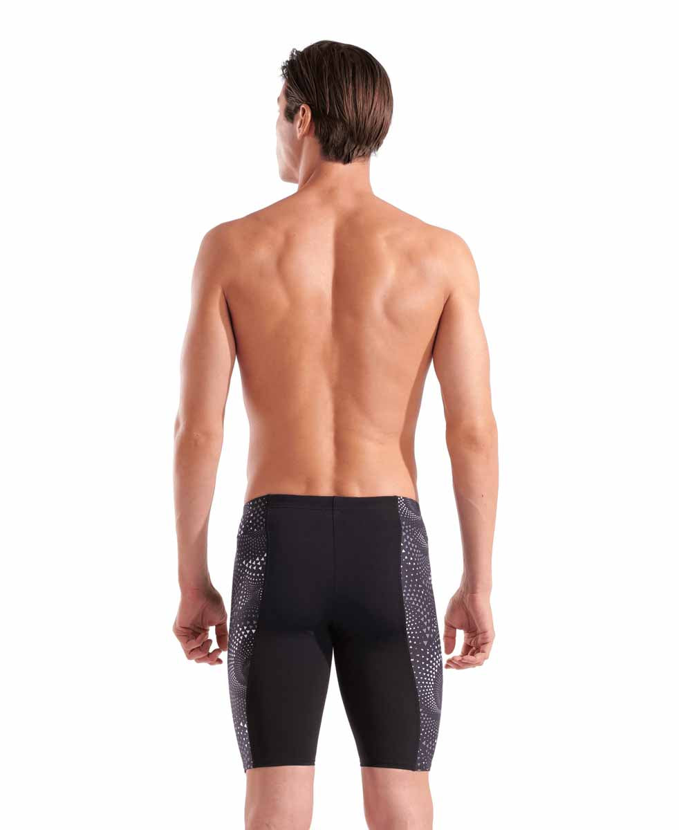 Black Arena men's Fireflow swim jammer featuring a sleek design, ideal for competitive swimming and training.