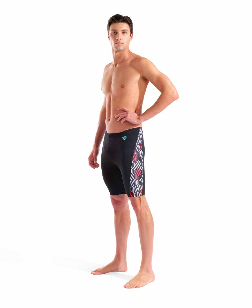 Arena Mens Geometry Swim Jammer - Multi Black/Black | Allens Of Kingsbury