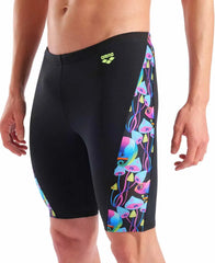 Arena men's multi-chameleons swim jammers in black and multi-colored pattern, designed for competitive swimming and training.