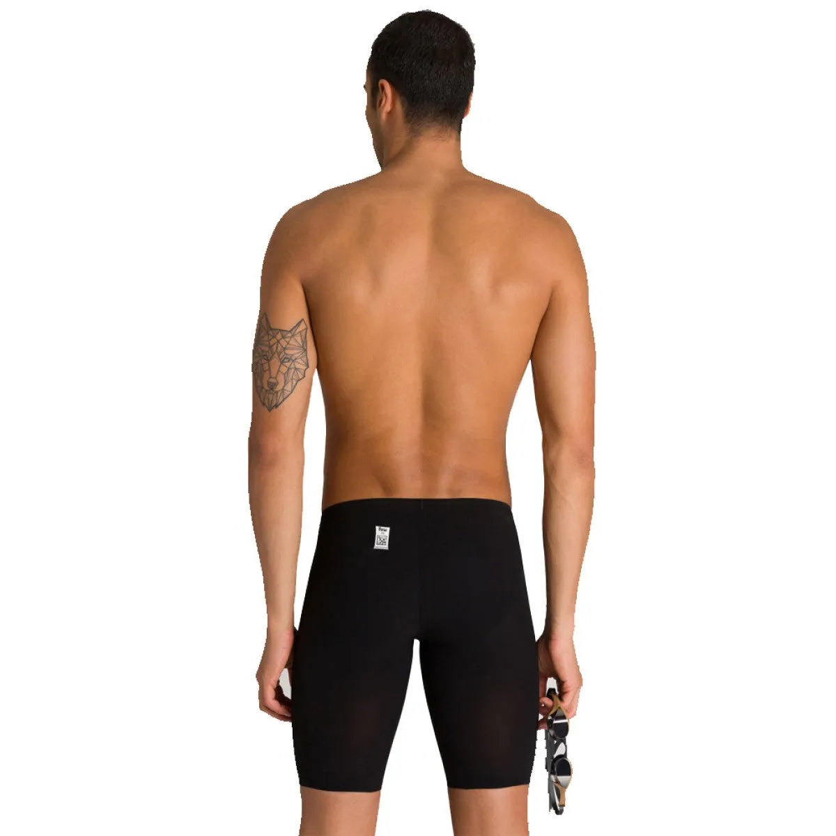 Arena men's Carbon Air2 jammer in black, close-up showing sleek design and comfortable fit for competitive swimming.