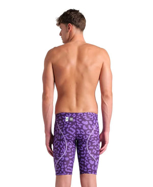 Arena men's Powerskin ST Next Ltd Edition Leopard Violet jammer, sleek swimwear with bold purple and leopard print design.