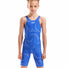 Arena Girls Printed Full Body Swimsuit - Black/Royal