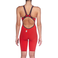 Arena Women's Carbon Air2 Kneesuit in red, a sleek, form-fitting swimwear designed for competitive swimming performance.