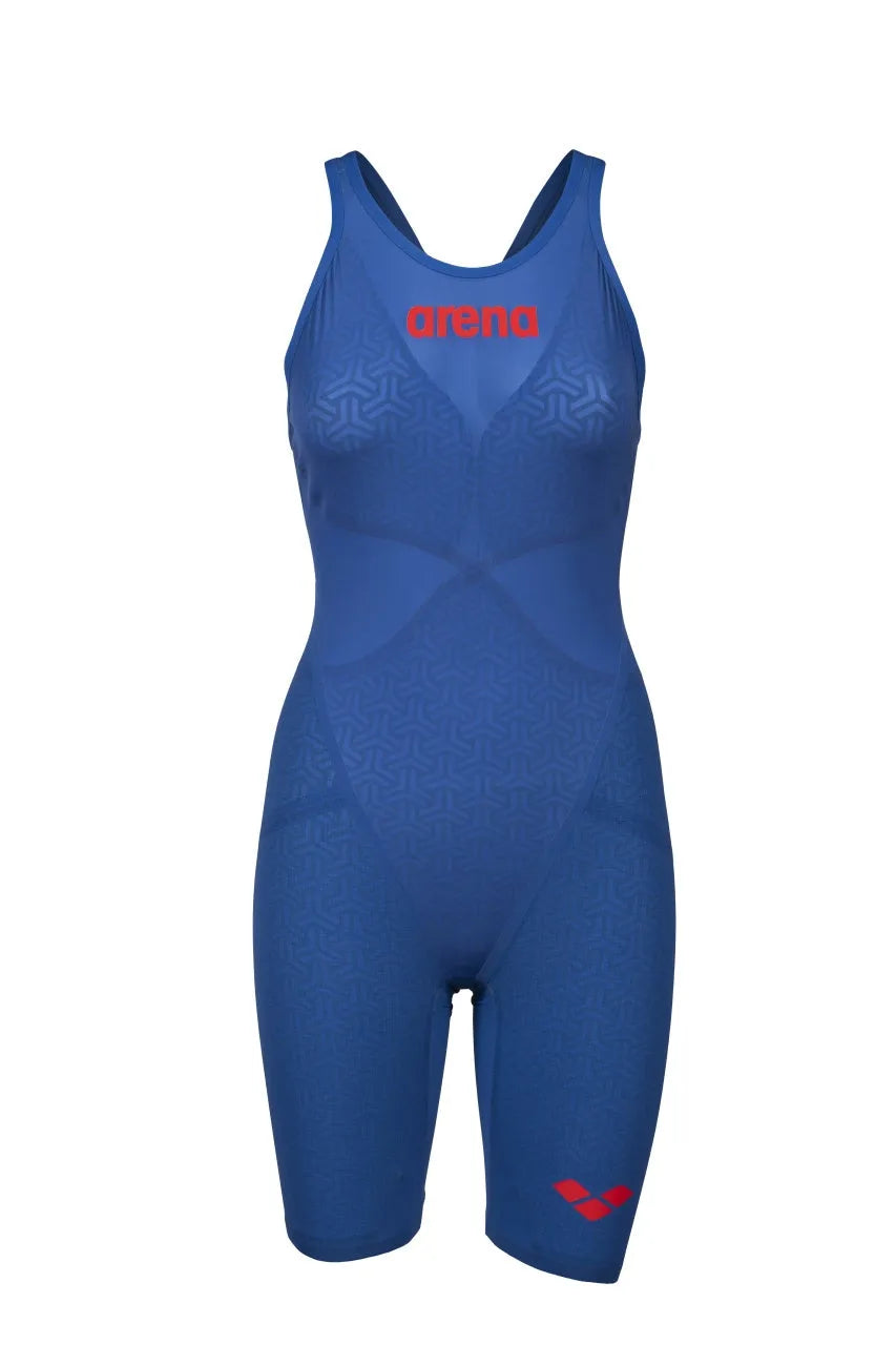 Blue Arena Women's Carbon Glide Kneesuit, a sleek and fitted swimwear for competitive swimming and training.