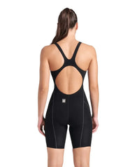 Arena Women's Powerskin Impulso open-back kneesuit in black and teal, designed for competitive swimming.