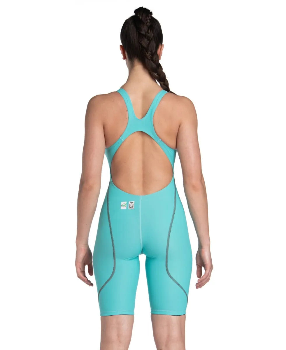 Arena Women's Powerskin ST Next Kneesuit in aquamarine, sleek and form-fitting swimming suit for competitive swimming.