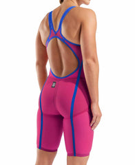Arena Women's Powerskin Veloce Ltd Edition openback violet kneesuit, snug fit, sleek design, and high-performance swimwear for women.