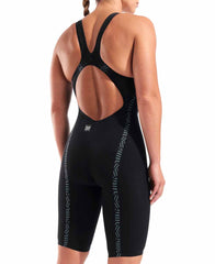 Arena Womens Powerskin Veloce Openback Kneesuit - Black/Teal | Allens Of Kingsbury