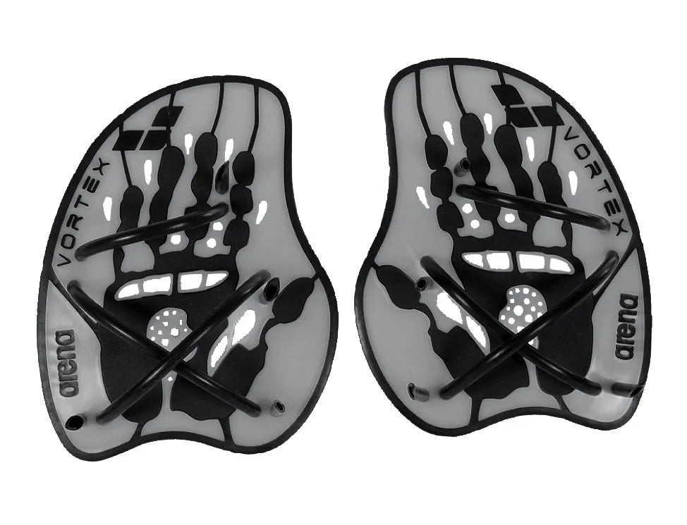 Arena Vortex Evolution hand paddle for swimming, featuring ergonomic design and adjustable straps for comfortable grip.