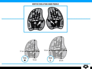 Arena Vortex Evolution hand paddle for swimming training with adjustable straps and ergonomic design