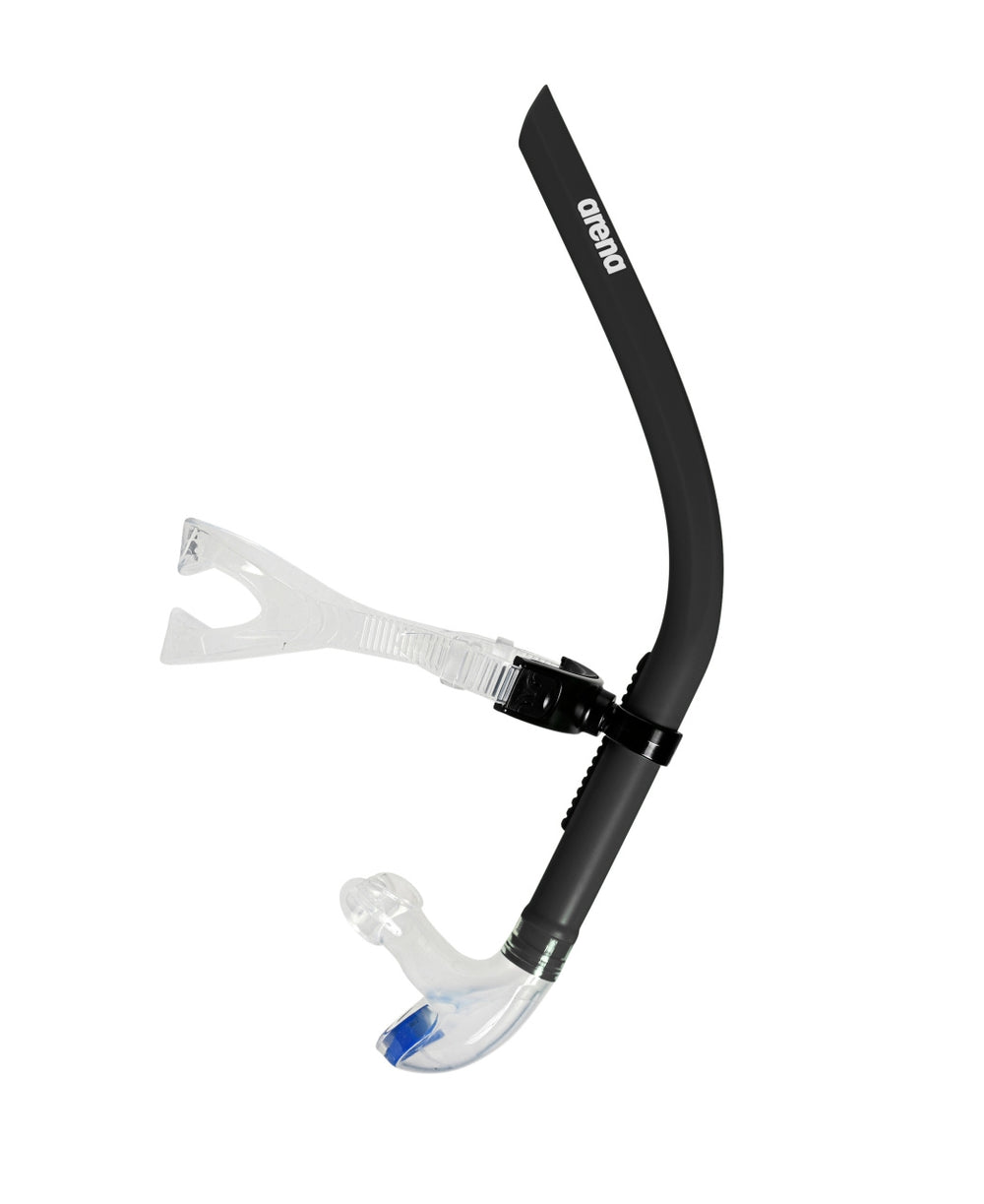Arena Swim Snorkel III in black, featuring a streamlined design and adjustable strap for comfortable snorkeling.