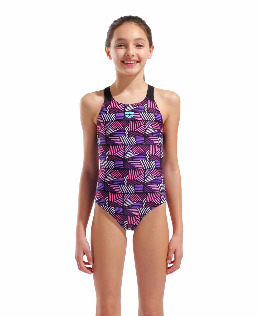 Arena Girls Candies Swim Pro Back Swimsuit - Multi Pink/Black | Allens Of Kingsbury