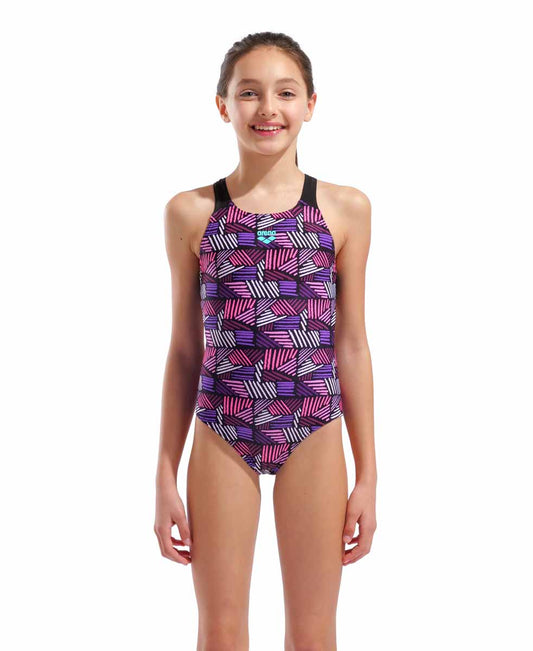 Arena Girls Candies Swim Pro Back Swimsuit - Multi Pink/Black | Allens Of Kingsbury 982