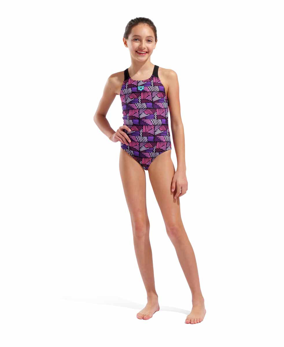 Arena Girls Candies Swim Pro Back Swimsuit - Multi Pink/Black | Allens Of Kingsbury